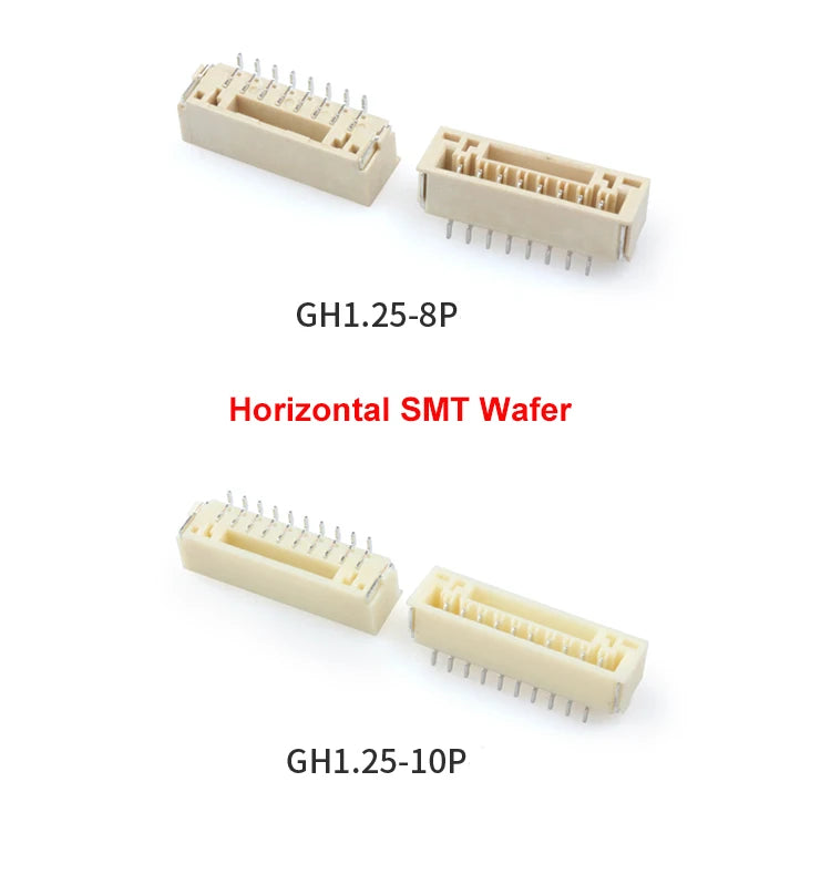 20pcs GH 1.25mm 2P 3P 8P 10P 12P Micro Right Angle Horizontal SMD SMT Wire Connector Wafer Male Pin Header with Lock/latch