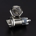 16MM 19MM 22MM Self-return Self-locking Waterproof DPDT Illuminated Metal Selector Knob Rotary Switch 2 3 Position LED Lamp Red