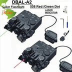DBAL-A2 Red Green Laser Sight, White LED Flashlight Integrated Design, Aiming Indicator for 20mm Rail Outdoor Toy Parts