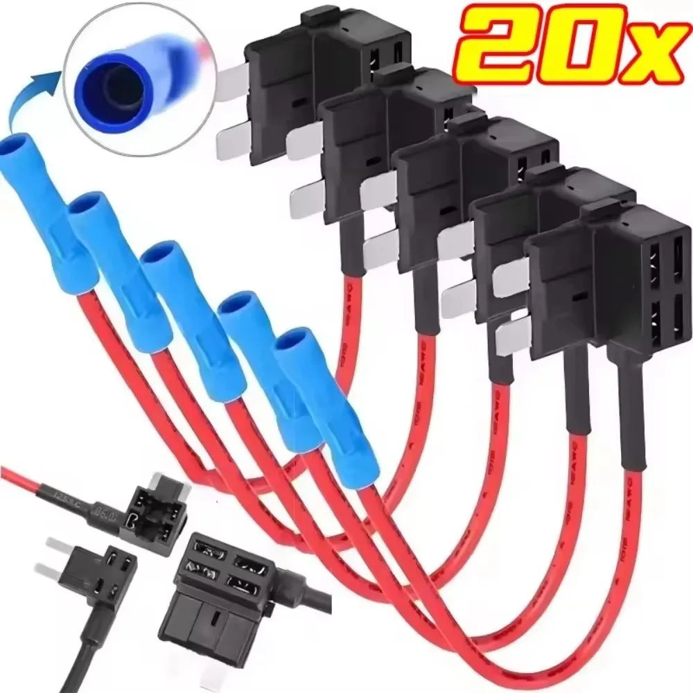 20/5pcs Car Fuse Holder Add-a-circuit MINI SMALL MEDIUM TAP Adapter Micro Mini Standard Blade Car Fuse with Holder Adapter 32V