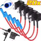 20/5pcs Car Fuse Holder Add-a-circuit MINI SMALL MEDIUM TAP Adapter Micro Mini Standard Blade Car Fuse with Holder Adapter 32V