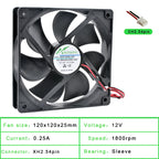 ACP12025 12cm 120mm Fan 120x120x25mm DC5V 12V 24V 2Pin Cooling Fan Suitable for Chassis Power Inverter