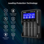 XTAR VX4 V2 18650 Charger AAA/AA 1.5V Li-ion /Ni-MH/LiFePO4 Battery PD20W Fast Charger with LED Display Battery Capacity Tester