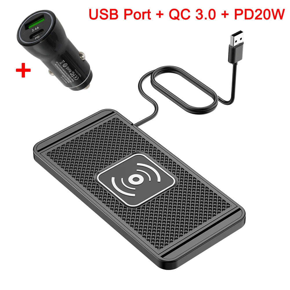 Car Wireless Charger for Samsung Galaxy S24 S23 S22 Induction Fast Car Charging Pad for iPhone Xiaomi Mobile Phone Car Charger