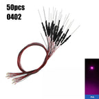 50Pcs 0402 0603 SMD Lamp Wired Micro Litz Led Pre-soldered Chip Wired 12V 30cm Railway Model Toy Light DIY Leads with Resistance