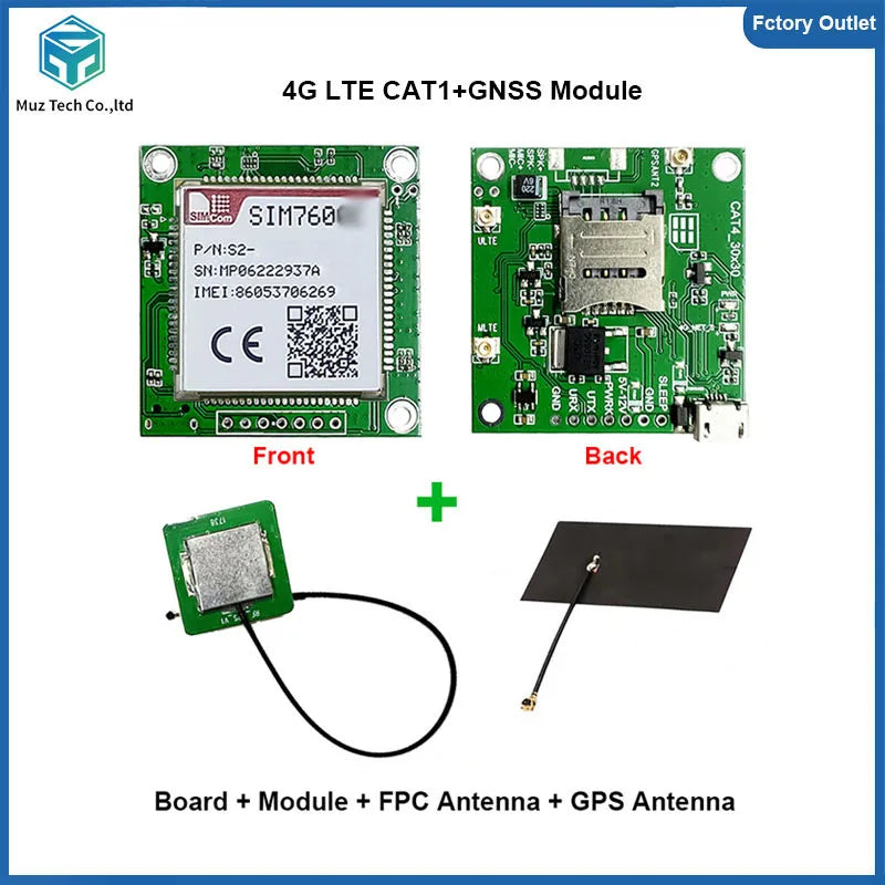 SIM7600E SIM7600G SIM7600SA Development Core Board SIMCOM 4G LTE CAT1 Module Support GNSS 4G Modem With Antenna Breakout Kit