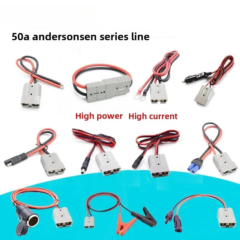 1PCS 50A Anderson SB50 Connector Cable Assembly, Electric Forklift UPS Battery Charging Plug with 6AWG/10AWG Pure Copper Wire