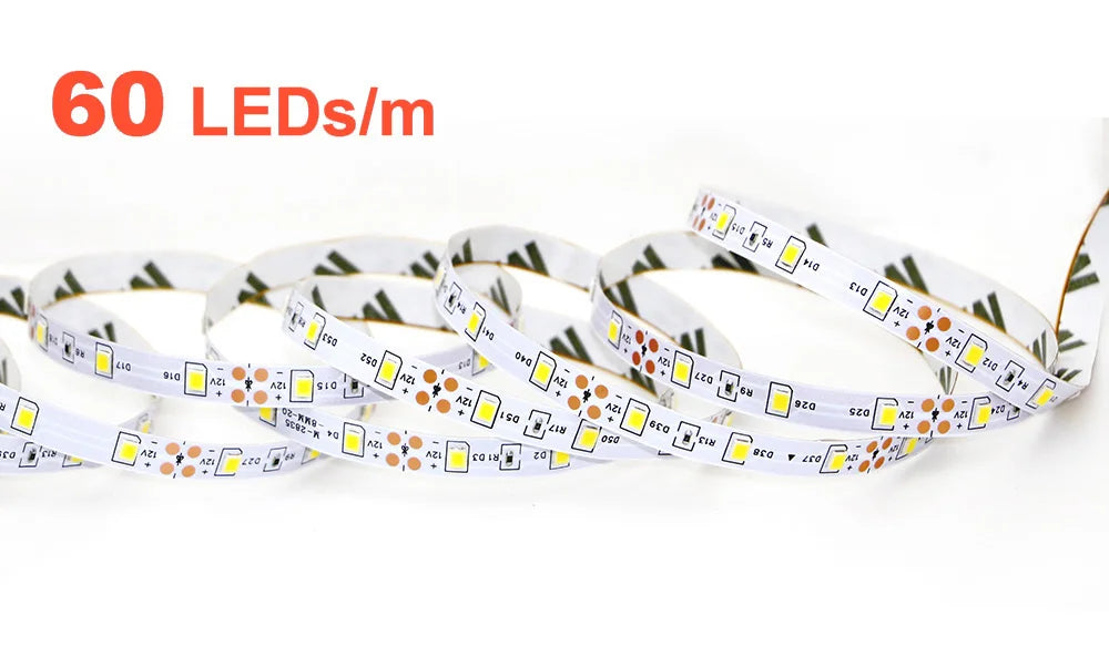 12V 24V LED Strip 2835 120LEDs/m Home Lamp Strip Pink Red Ice Blue Green Golden Yellow Orange Flexible Waterproof Soft Lamp Bar
