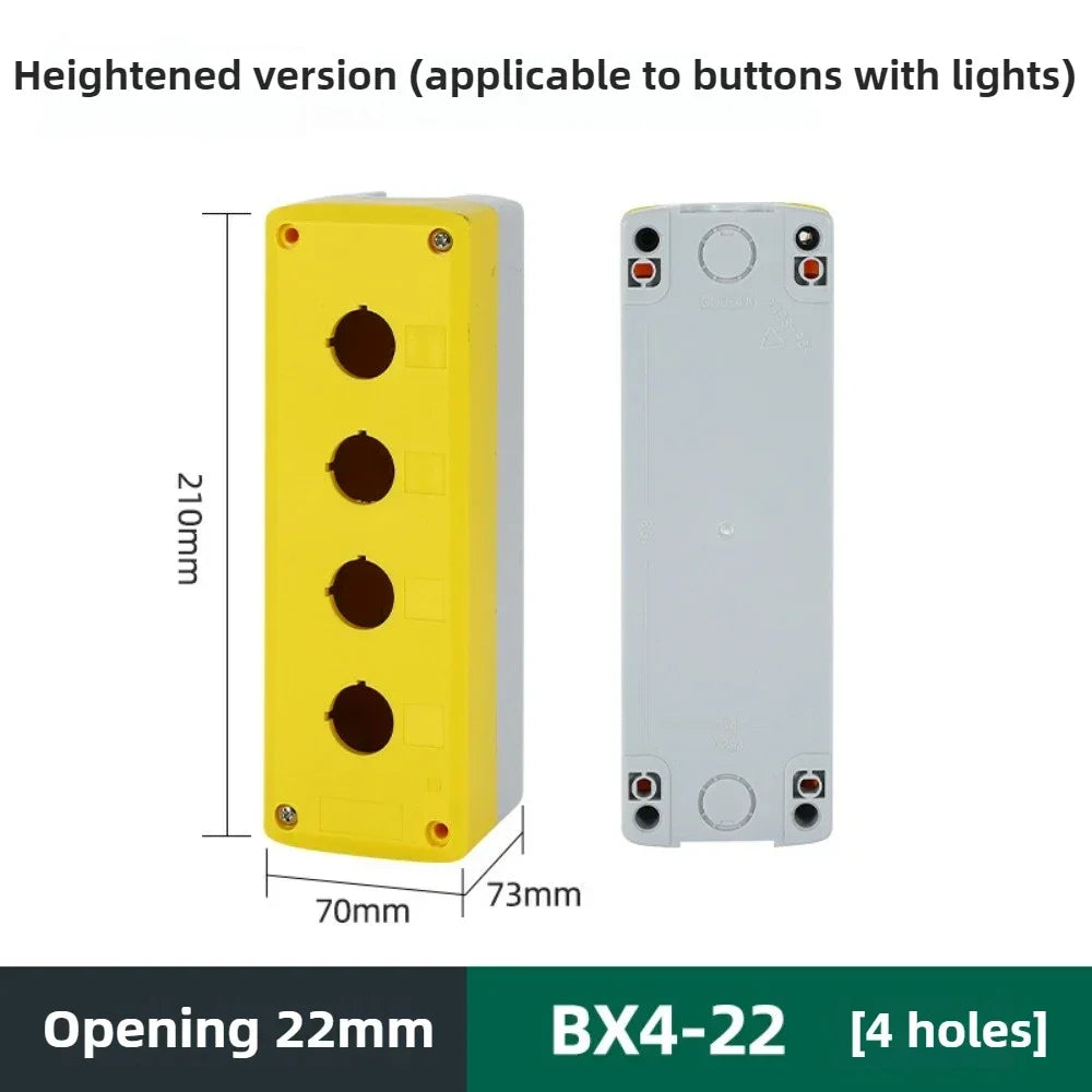 1/2/3/4/5 Hole Button Switch Control Box Button Emergency Stop Dustproof Waterproof IP65 Button Thickened Yellow Gray