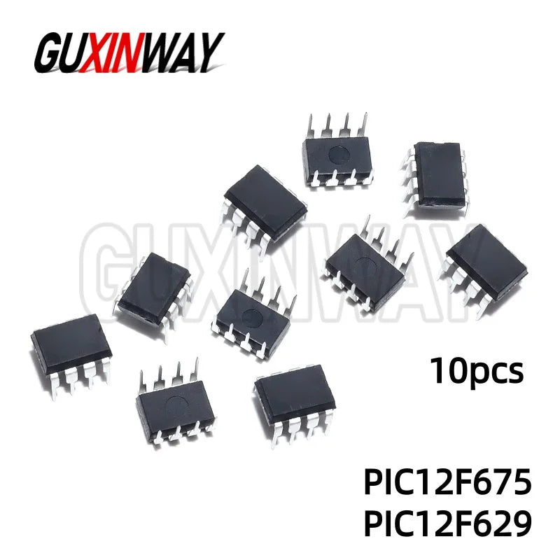 10PCS PIC12F629-I/P PIC12F629 DIP8 Direct Insert PIC12F675-I/P PIC12F675 DIP-8 PIC 8-bit Flash Microcontroller DIP-8 12F629