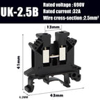 20/50/100Pcs UK - 2.5B Din Rail Terminal Block Electrical Conductor Universal Screw Connection Terminal Strip 2.5mm²