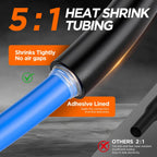 5:1 Ratio Heat Shrink Tubing Φ4mm to Φ52 Dual Wall Adhesive Lined Shrinkable Wire Wrap Tube Waterproof Industrial Sleeves Black