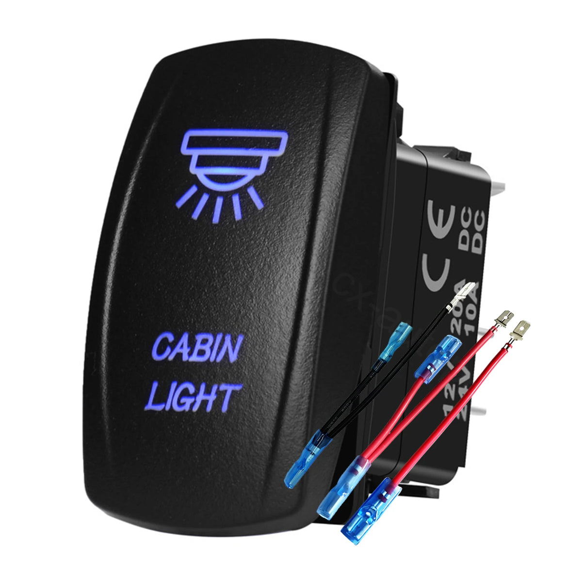 12V 24V Boat Trim Tabs Switch (ON)-OFF-(ON) Momentary Rocker Switch Waterproof Blue Light ON-OFF Toggle Switch With Harness