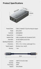 XikeStor SKN-U410M USB4 10GbE Ethernet Adapter 10G RJ45 with M.2 2230 NVMe SSD Enclosure for Thunderbolt 3/4/5 Mac PC