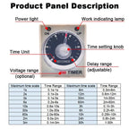 1 PC AH3-2 Time Relay AC/DC Universal Thick Stitch Power-on Delay Timer AH3-3 Time Set Range 0.1S-60m with Base DC12V24V AC220V