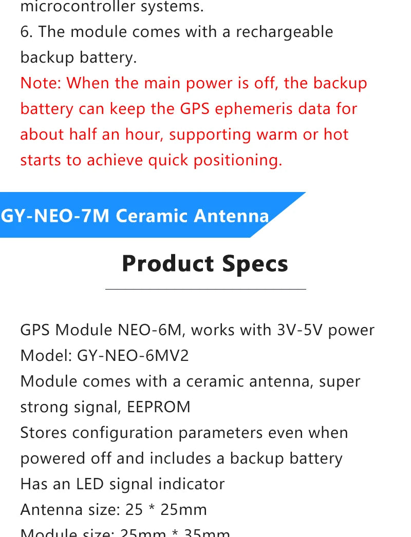 DC 3.3V-5V  GY-NEO-6M/7M/M8N GPS Positioning Module Wide Voltage 9600 Baud Rate Low Power High Tracking Sensitivity For Arduino
