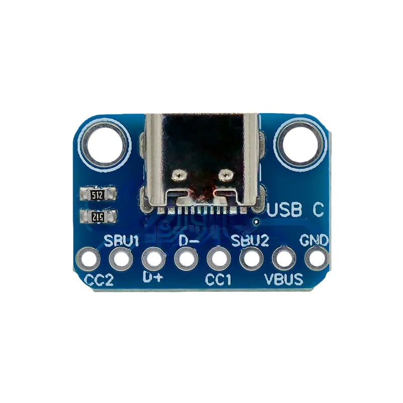 USB TYPE-C Adapter Board 2.54MM CC1 CC2 5.1K Pull-Down Resistor Connection