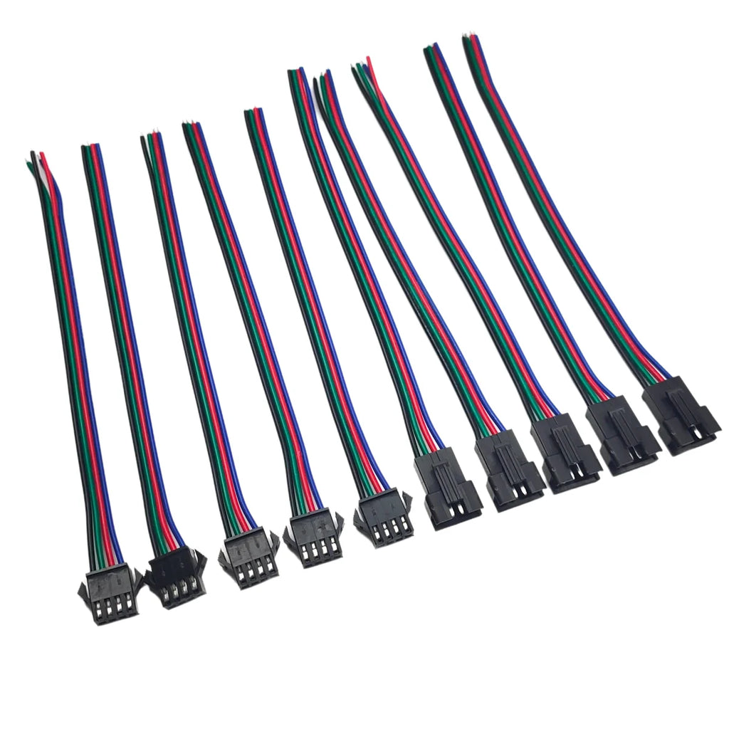 10/20/50 Pairs 4pin SM JST 15cm Cable Female/Male connectors for Led Strip RGB 5050 3528 WS2801 APA02 WS2815 WS2813