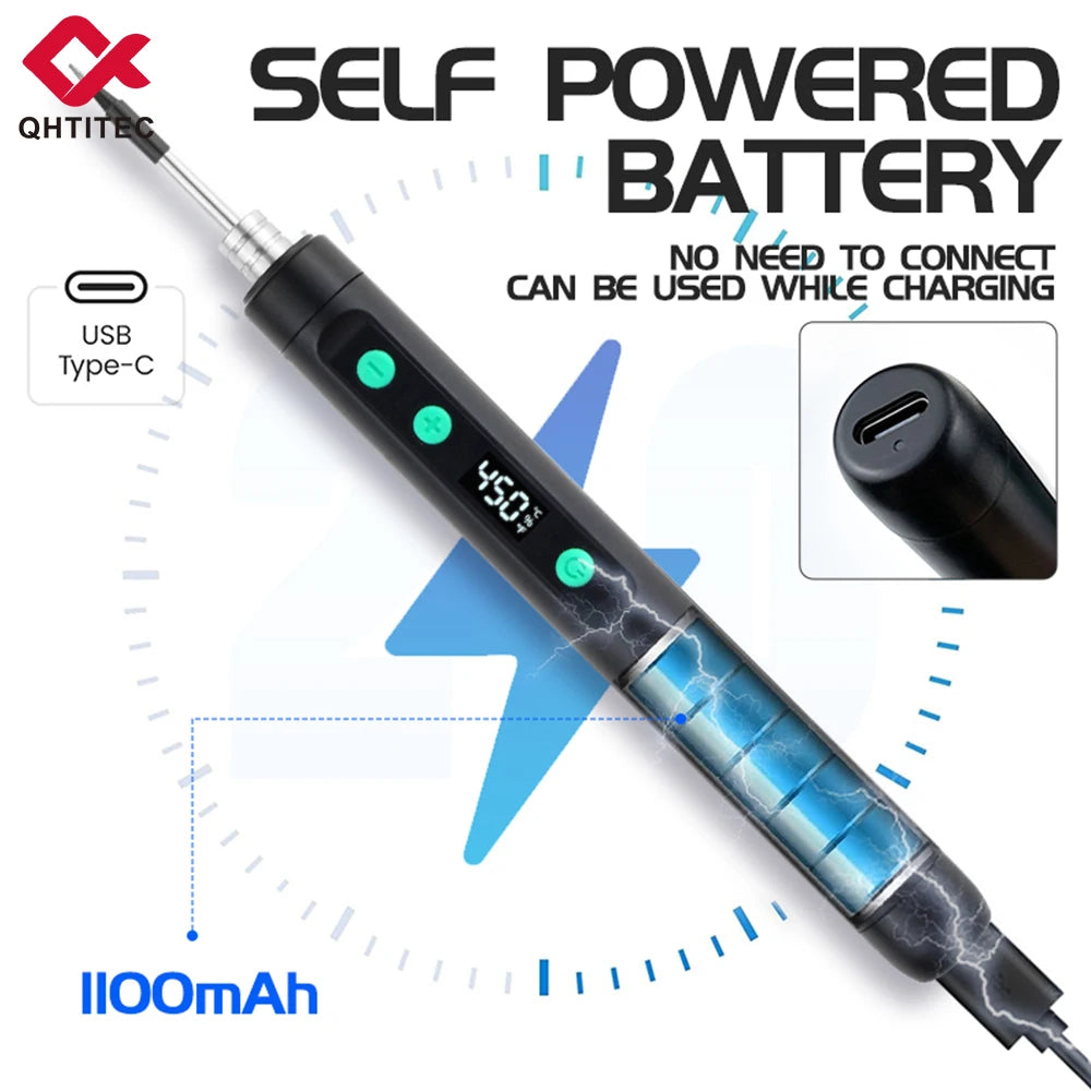 JCD Wireless Soldering Iron Portable 180-450 °C Adjustable Temperature built-in battery with 3Tip Soldering Tool Kit USB-5134