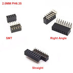 10pcs 2.0mm PH6.35 Straight /Right Angle/SMTFemale Header Double Row 2X2-40P PC2.8 Gold-plate PCB Pin Socket Connector