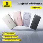 Baseus 5000mAh Magnetic Power Bank 15W Wireless 20W Wired Charging Thin Card-Sized Slim Portable Powerbank for iPhone 17 Samsung