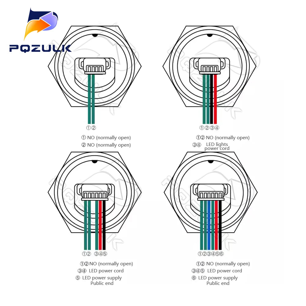 Ultra Short Push Button Switch Waterproof 16/19/22mm 12V 24V led light Momentary Self-reset Wiring Buttons without fixation
