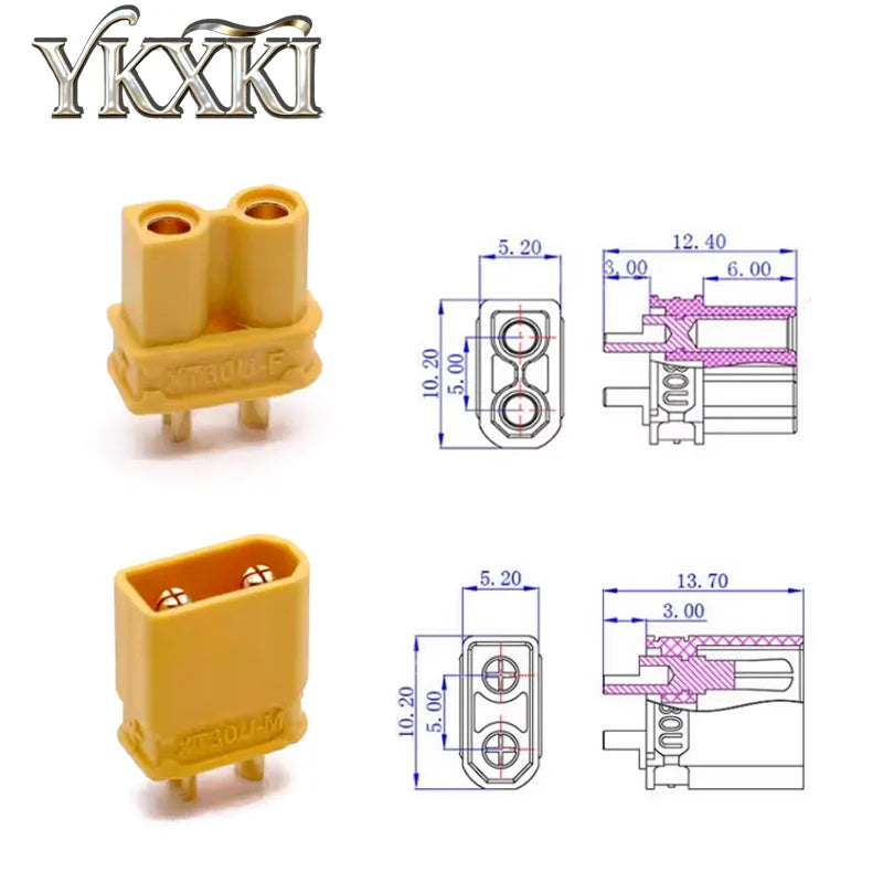 2-5PCS XT30U XT30U-F XT30U-M Connector Male Female Bullet Connector Plug Socket For RC FPV Car Lipo Battery Parts Plug