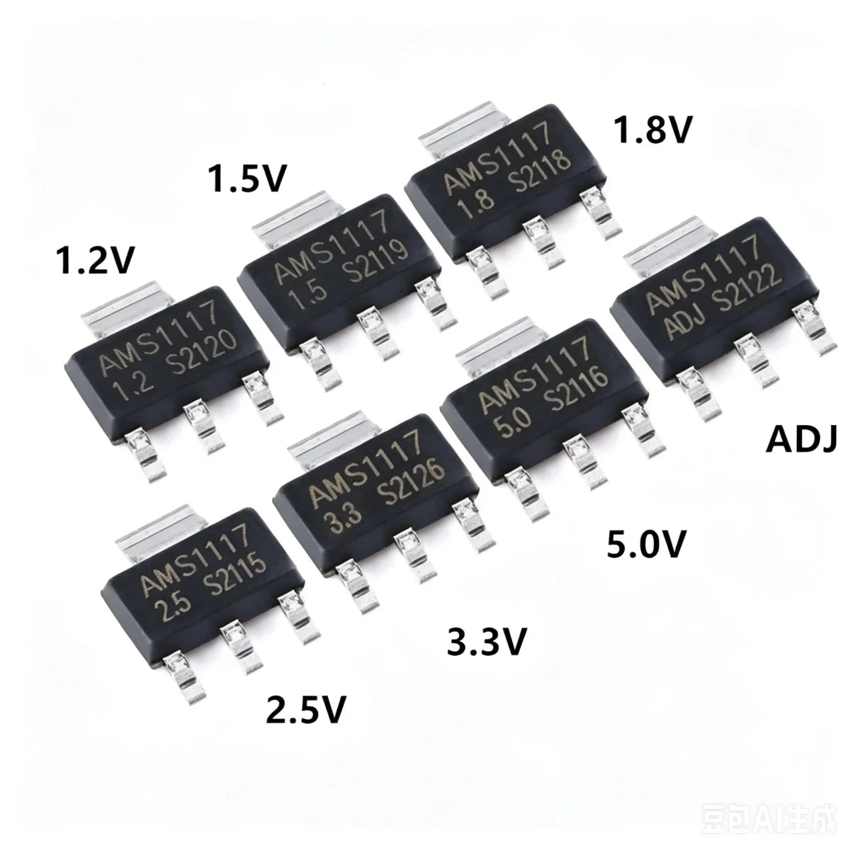 50/100Pcs AMS1117-1.2V 1.5V 1.8V 2.5V 3.3V ADJ SOT-223 SOT-89 AMS1117CD-5.0 TO-252 Adjustable/Fixed Low Dropout Linear Regulator