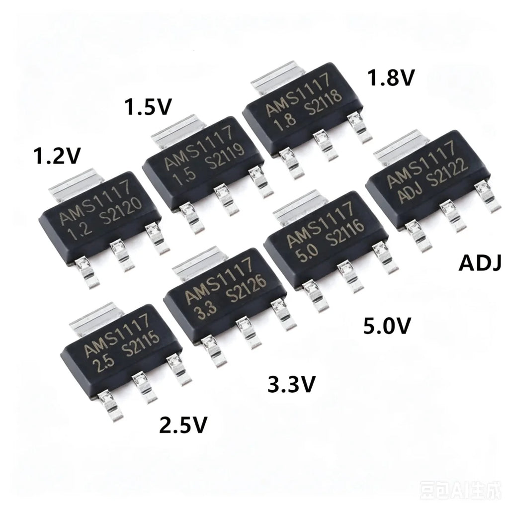 50/100Pcs AMS1117-1.2V 1.5V 1.8V 2.5V 3.3V ADJ SOT-223 SOT-89 AMS1117CD-5.0 TO-252 Adjustable/Fixed Low Dropout Linear Regulator