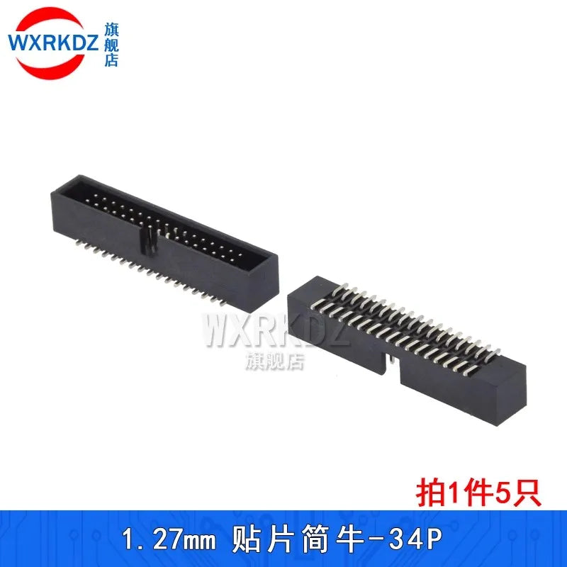 10pcs 1.27mm Pitch 6 8 10 14 16 20 26 30 34 40 50 60 Pin SMT SMD Male Shrouded Box Header IDC Connector