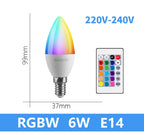 1-10PCS LED Intelligent RGBW Bulb GU10 E27 E14 24 Key Infrared Remote Control AC110V 230V 6W 10W Color Plus White Light Dimming