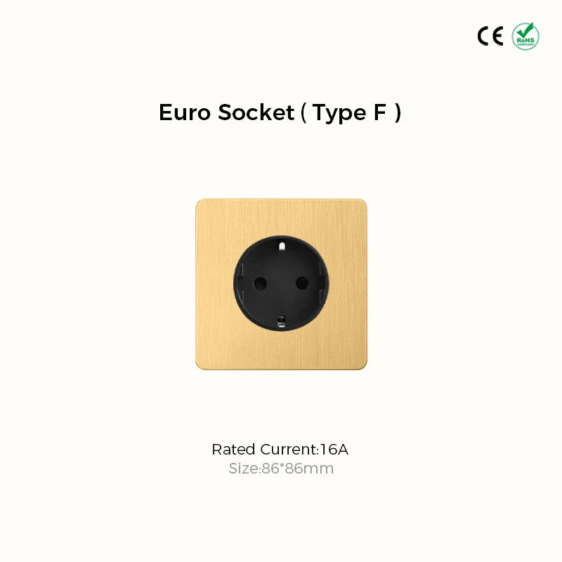 Avoir Gold Rocker Toggle Switch Brass Lever Switch Home Accessories Cat6 Type C EU Sockets And Switches 220V Push Button 86 Type