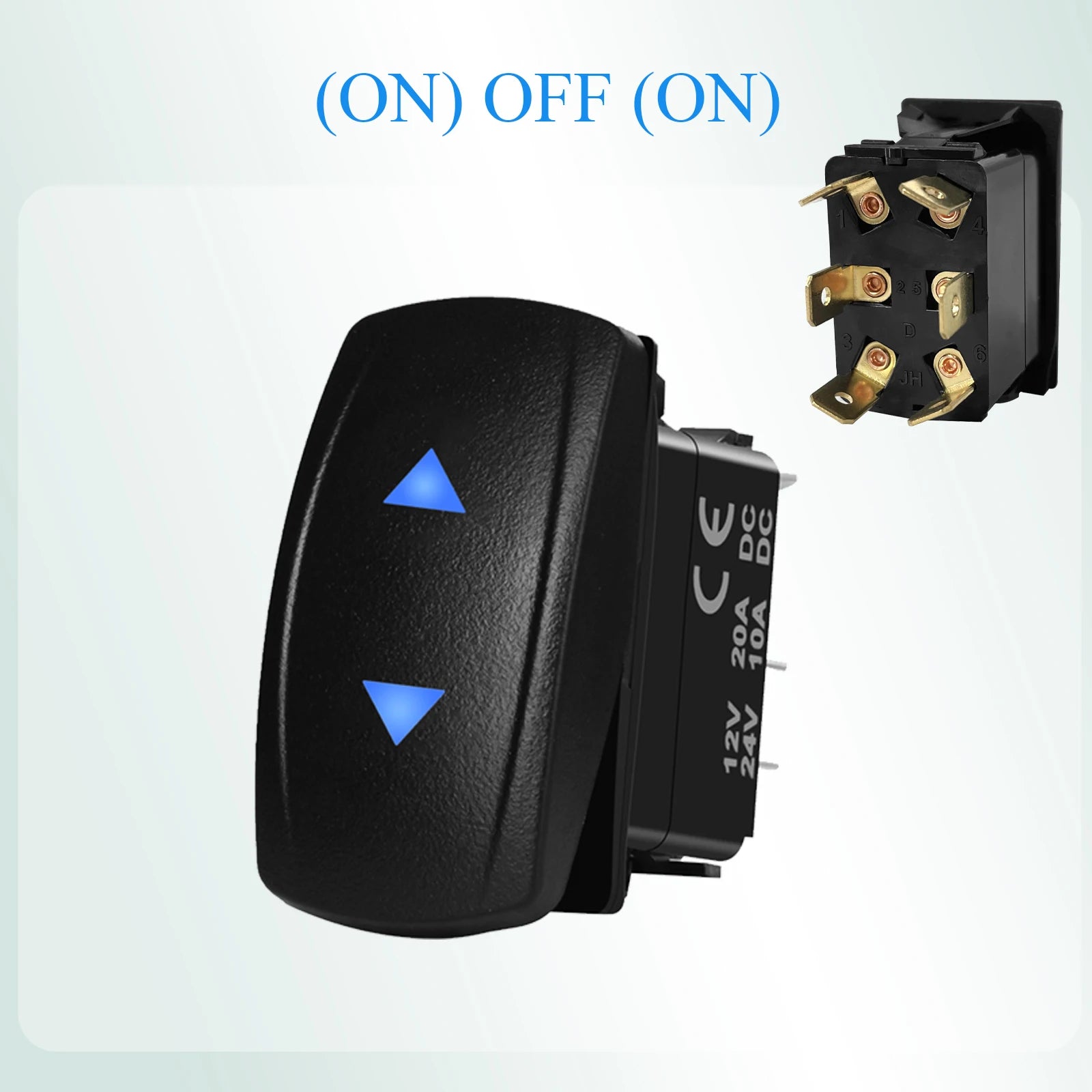 12V Reverse Polarity Rocker Switch DPDT ON-Off-ON 6 Pin Momentary/Latching for Winch Linear Actuator Car Window RV Jack Boat RV