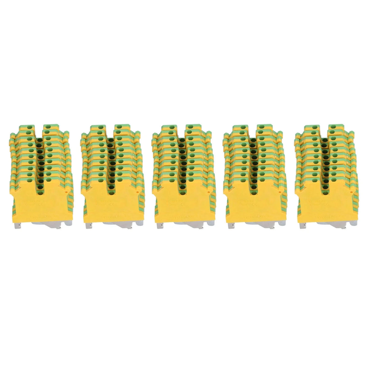 50Pcs Grounding Terminal Pure Copper DIN Rail Mounted Earth Terminal Block Yellow Green TYP USLKG‑3
