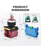 22mm LA36M Rotary Switch with LED Light 12V 24V 220V Knob Selector 2 position 3 Position Start Stop Switch On Off VaneAims
