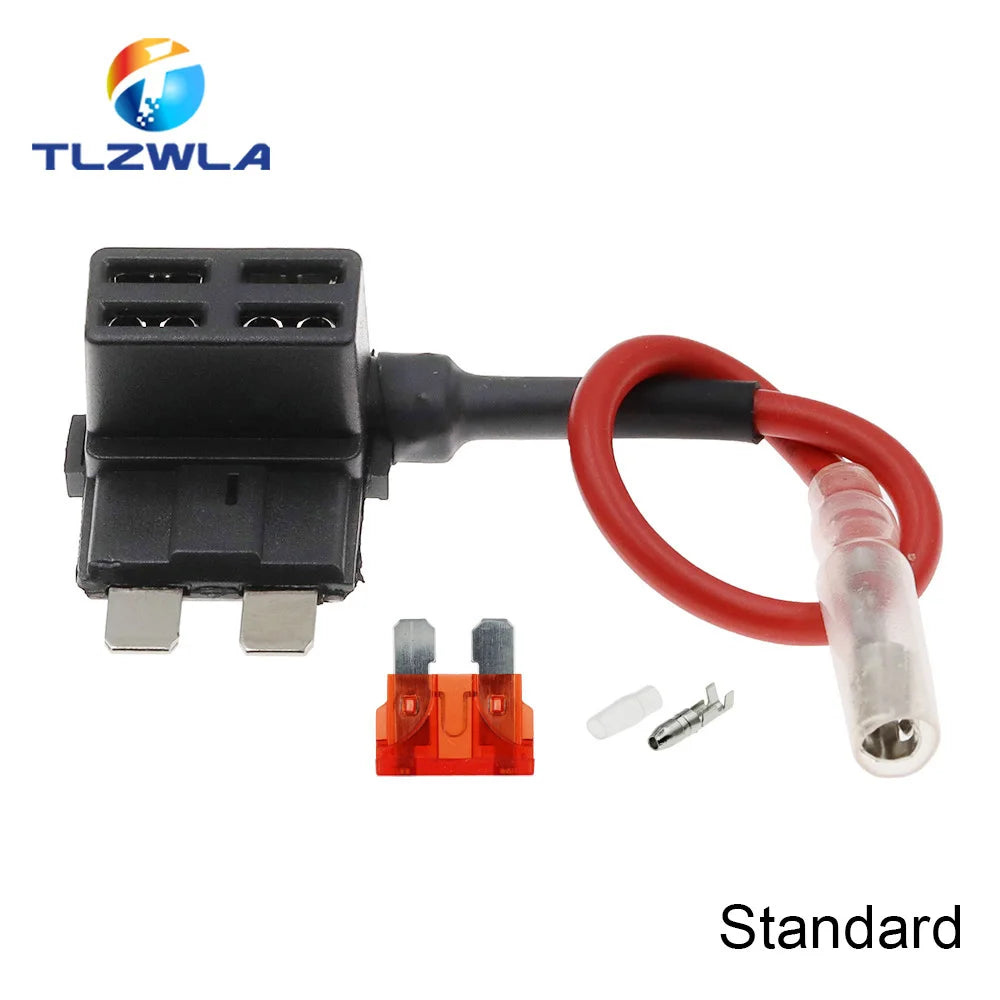 12V MINI SMALL MEDIUM Size Car Fuse Holder Add-a-circuit TAP Adapter with 10A Micro Mini Standard ATM Blade Fuse