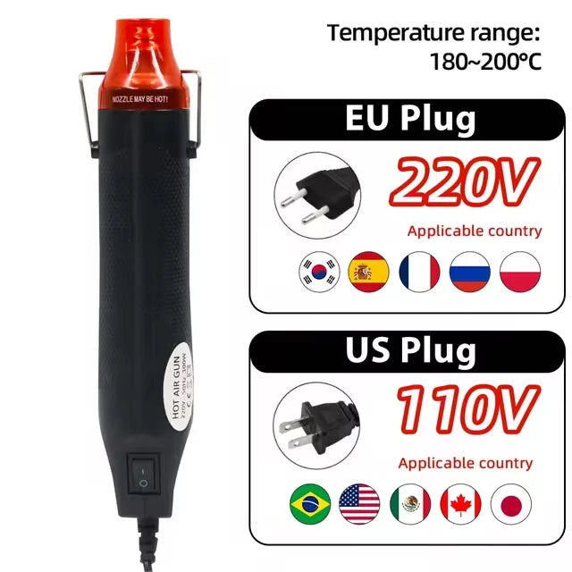 Mini Heat Gun for Epoxy Resin 300W Portable Soldering Temperature Blower Gun DIY Crafts Electric Power Hot Dryer Shrink Heat Gun