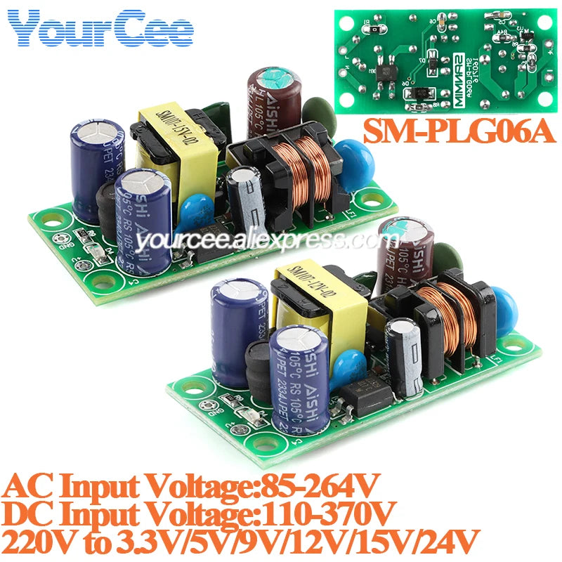 PLG06A Precision AC-DC Isolated Switching Switch Power Supply Module 220V to 3.3V/1.2A 5V/1A 9V/0.6A 12V/0.5A 15V/0.4A 24V/0.25A