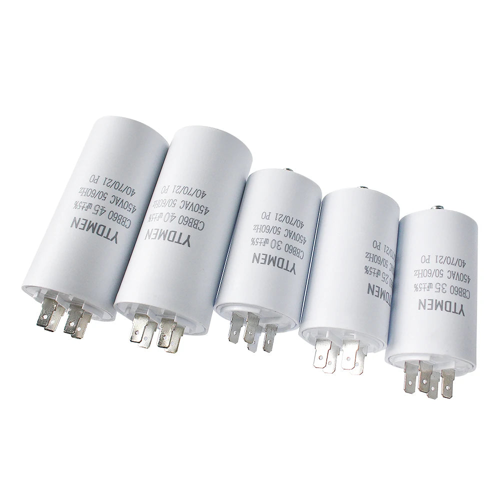 CBB60 Capacitor AC 450V Double Insert Electric Replacement Capacitors 4~60uF with Screw for Air Conditioner Motor Pump Fan ±5%