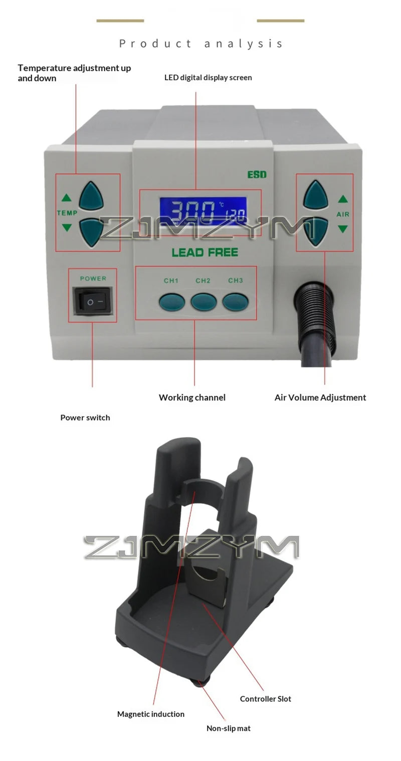 861DW 1000W Heat Gun Lead Free Hot Air Soldering Station Digital display Rework Station+Nozzle 220V/110V