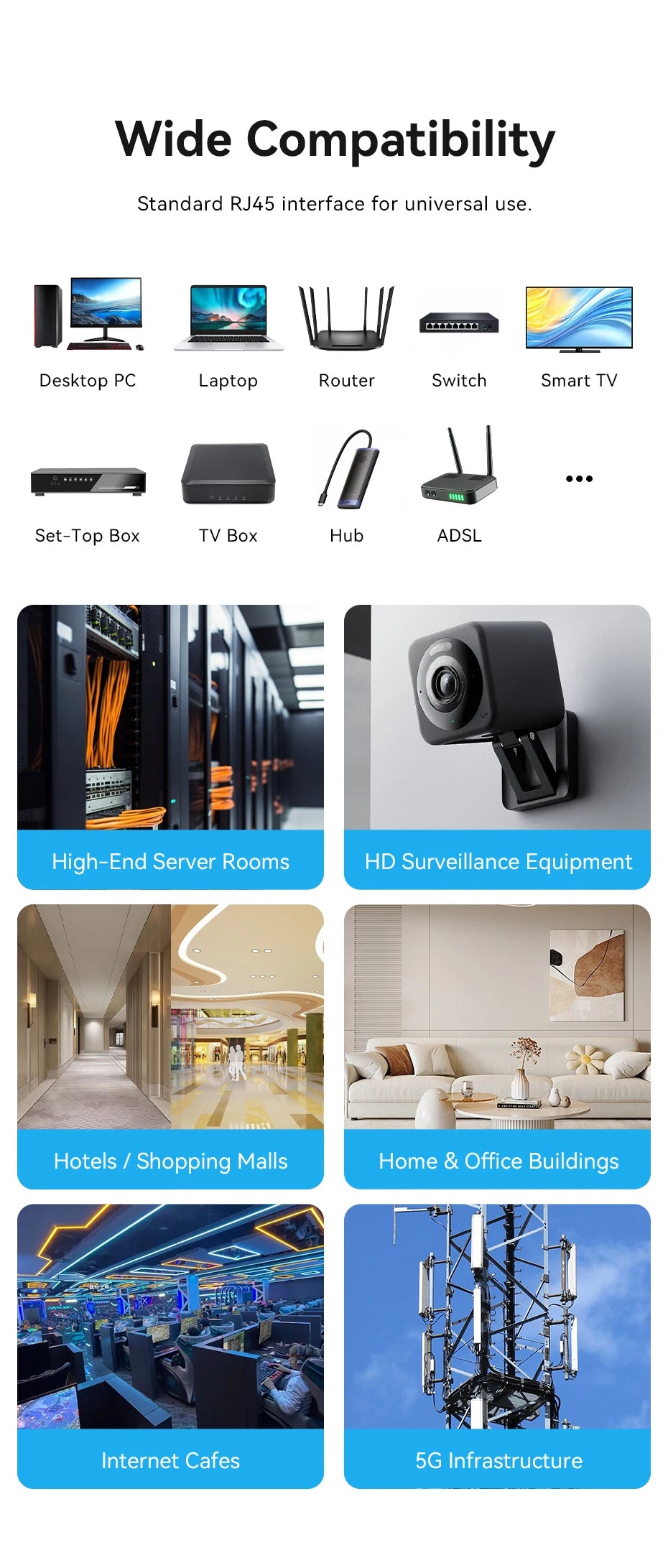 Vention NEW RJ45 Cat8 Cat7 Cat6A Connectors RJ45 Metal Tool Free Easy Termination Plug 2000MHz 40G LAN Cable Reusable Shielded