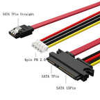 XH2.54&PH2.0 SATA Female Combo 7+15 Pin Data Cable And Power To SATA 7Pin+4 Pin Molex Serial ATA Lead Cable Power Adapter 30cm