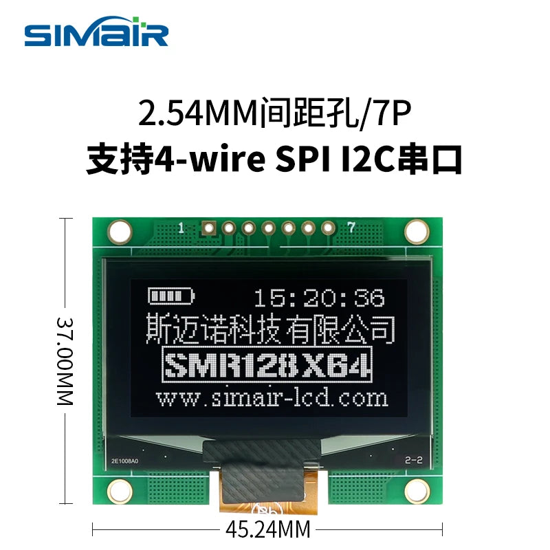 1.51 1.54 Inch 24PIN SPI/IIC/6800 COG 3.3V Blue PMOLED Screen SSD1309 Graphic 128x56 Display Transparent OLED 128x64
