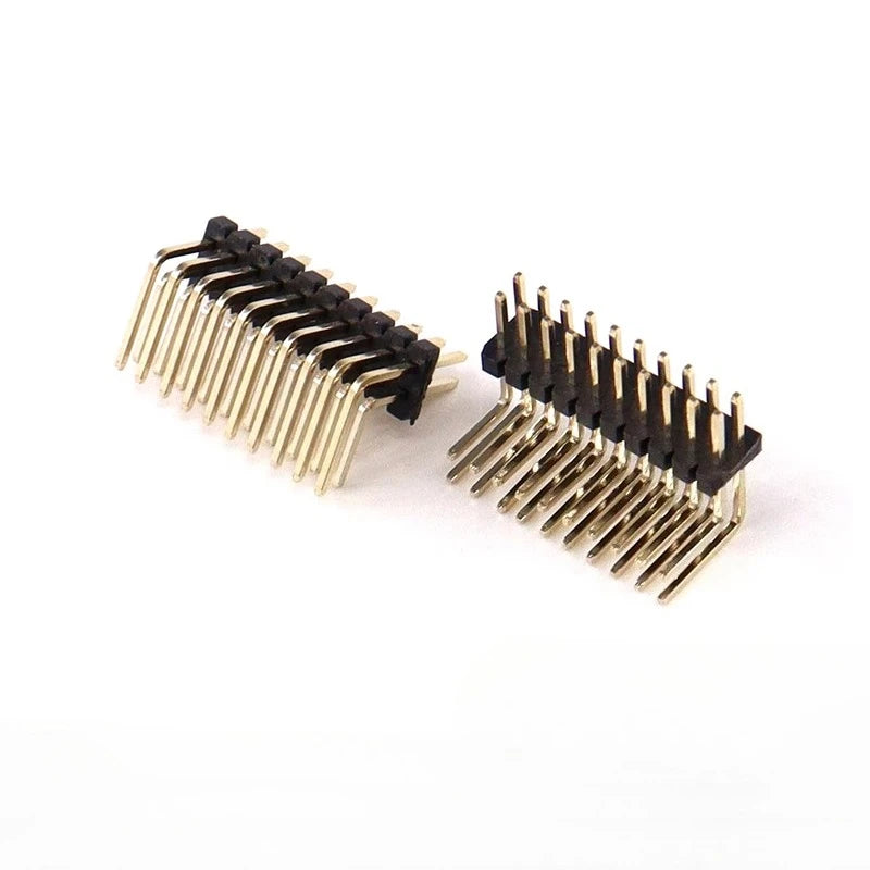 10pcs 1.27mm Pitch Dual Row Bent Right Angle 90 Degree 2*2/3/4/5/6/7/8-50P Dual Row Male Pin Header PCB Board Connector