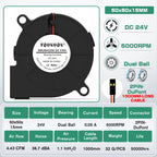 5015 5cm DC 5V 12V 24V 2Pin Dual Ball/Hydraulic Bearing Brushless Cooling Turbine Blower Fan 50mm x 15mm Blower Cooler Fan