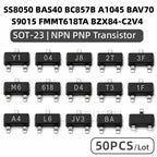 NPN PNP Transistor SOT23/S9018/MMBT4403/S9015/FMMT618TA//BZX84-C2V4/2SC1623/BAT54/A1015 Y1 04 J8 2T M6 618 D4 T3 1F A4 L6 JV3 BA