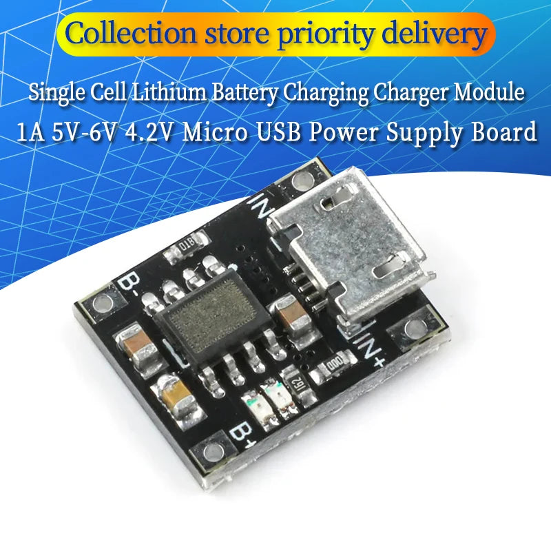 5PCS Single Cell Lithium Battery Charging Charger Module 1A 5V-6V 4.2V TC4056 TC4056A Micro USB Power Supply Board TP4056