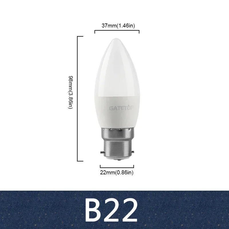 8pcs E27 E14 B22 Led Bulb AC 220V C37 Candle Lamp Energy Saving 3000K 6000K 3W 5W 6W 7W Chandelier Light for Home Decoration
