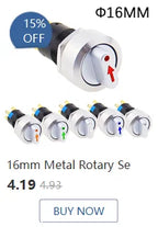 1pc 16mm 19mm 22mm Waterproof Metal Latching Emergency STOP Mushroom Push Button Switch Button Switch Knob Rotary Switch