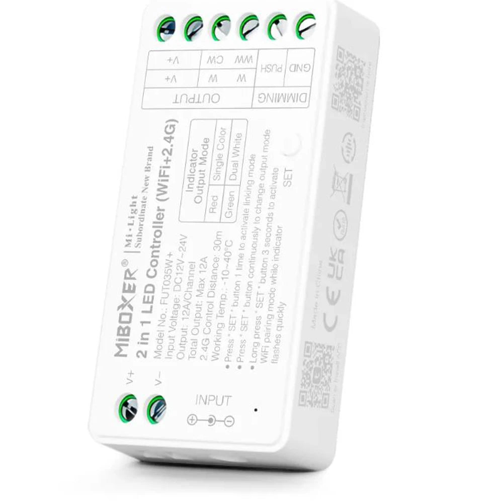 Miboxer Tuya APP Smart Controller WiFi+2.4G FUT035W+ 2in1 FUT037W+ 3in1 DC12-24V Single Color Dual White RGB RGBCCT LED Strip